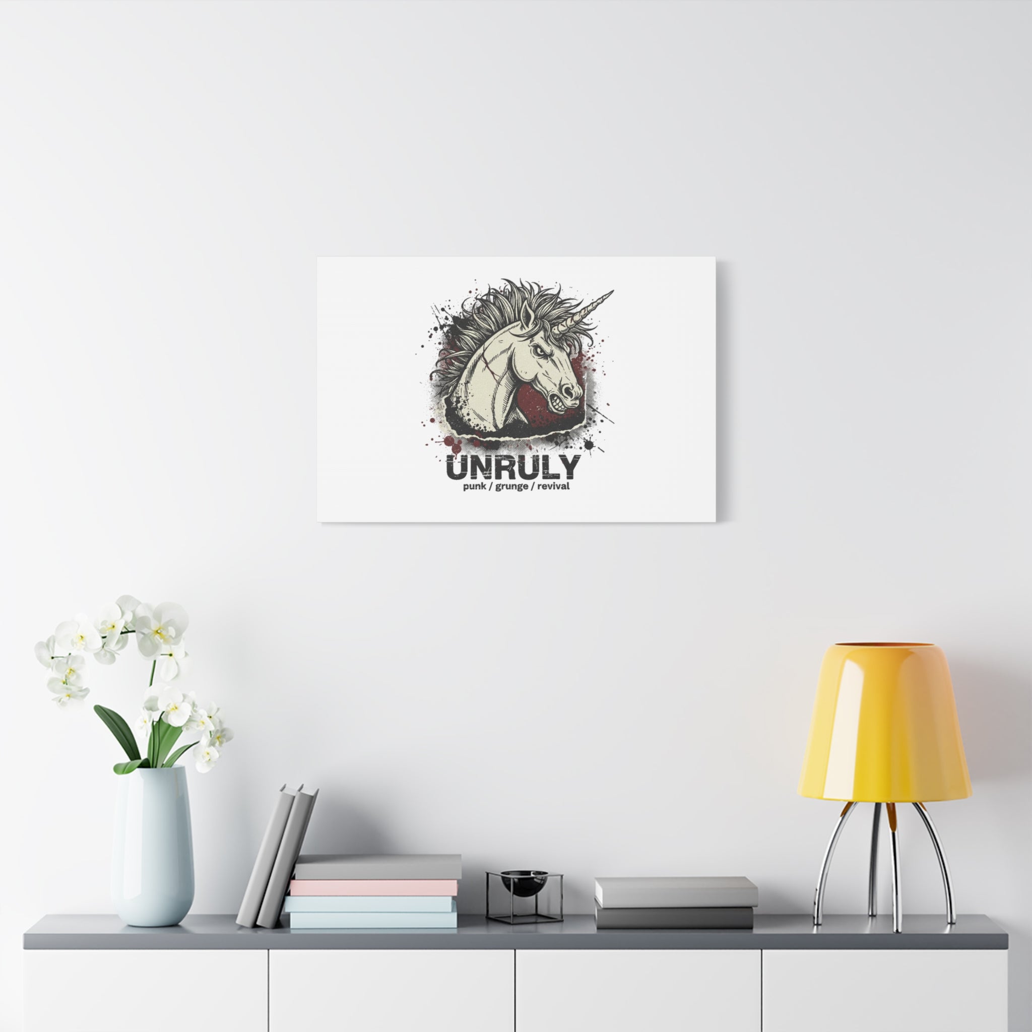 Unruly Punk Grunge Unicorn Canvas | Plaid Revival, 90s Rock Aesthetic