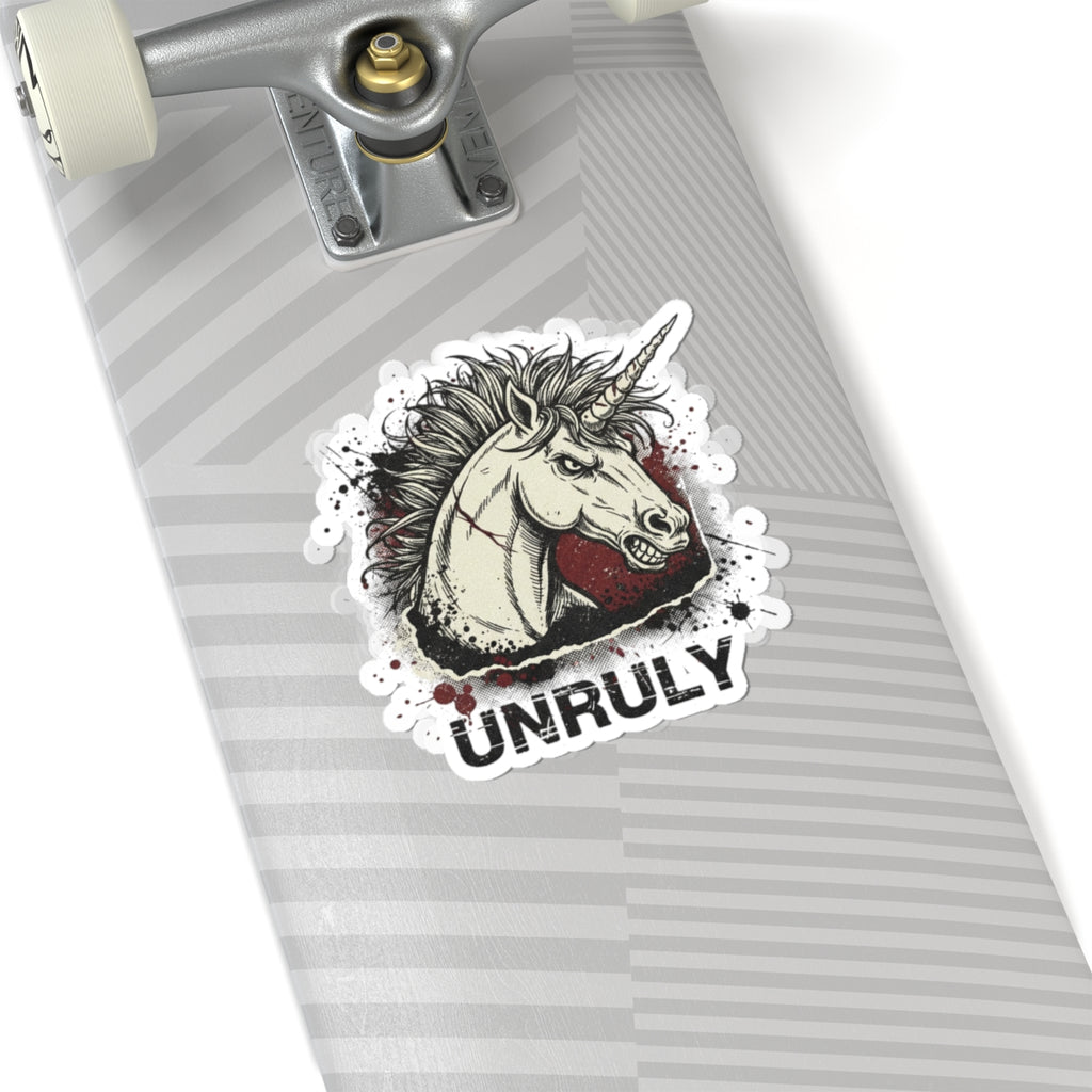 Unruly Unicorn Skull Sticker | grunge revival, punk plaid aesthetic