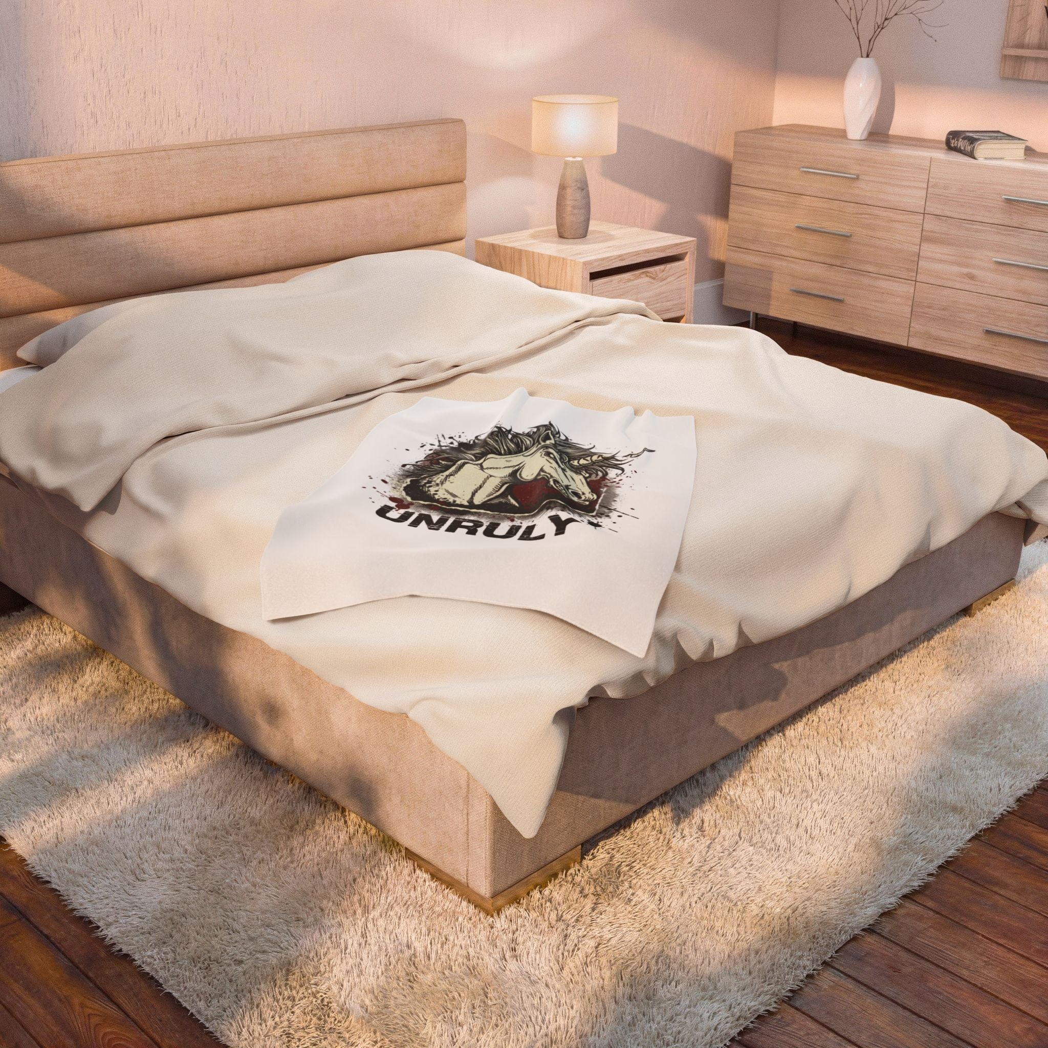 Unruly Punk Unicorn Velvet Plush Blanket | grunge revival, plaid comeback