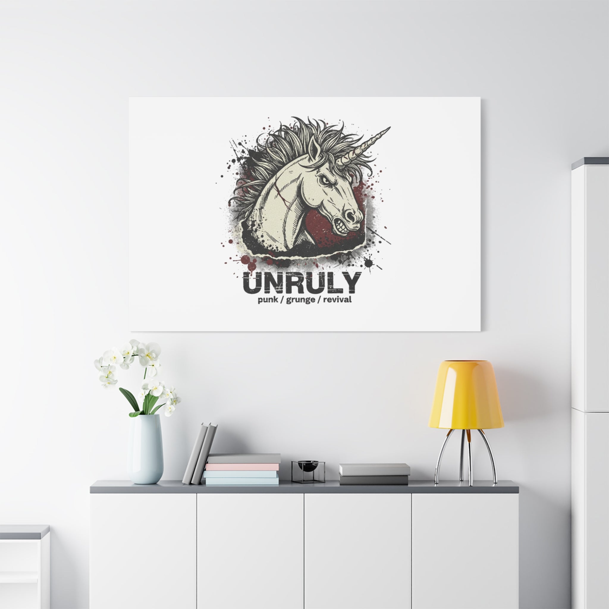 Unruly Punk Grunge Unicorn Canvas | Plaid Revival, 90s Rock Aesthetic