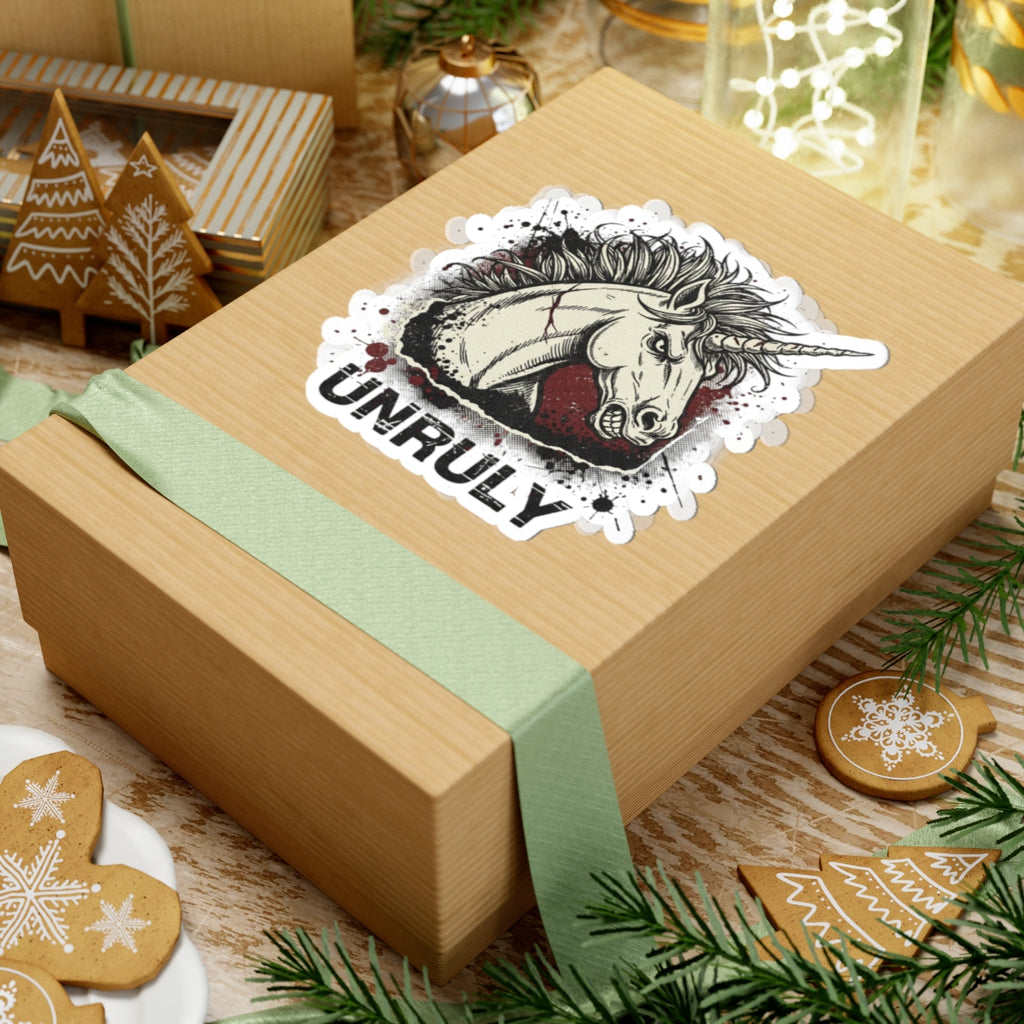 Unruly Unicorn Skull Sticker | grunge revival, punk plaid aesthetic