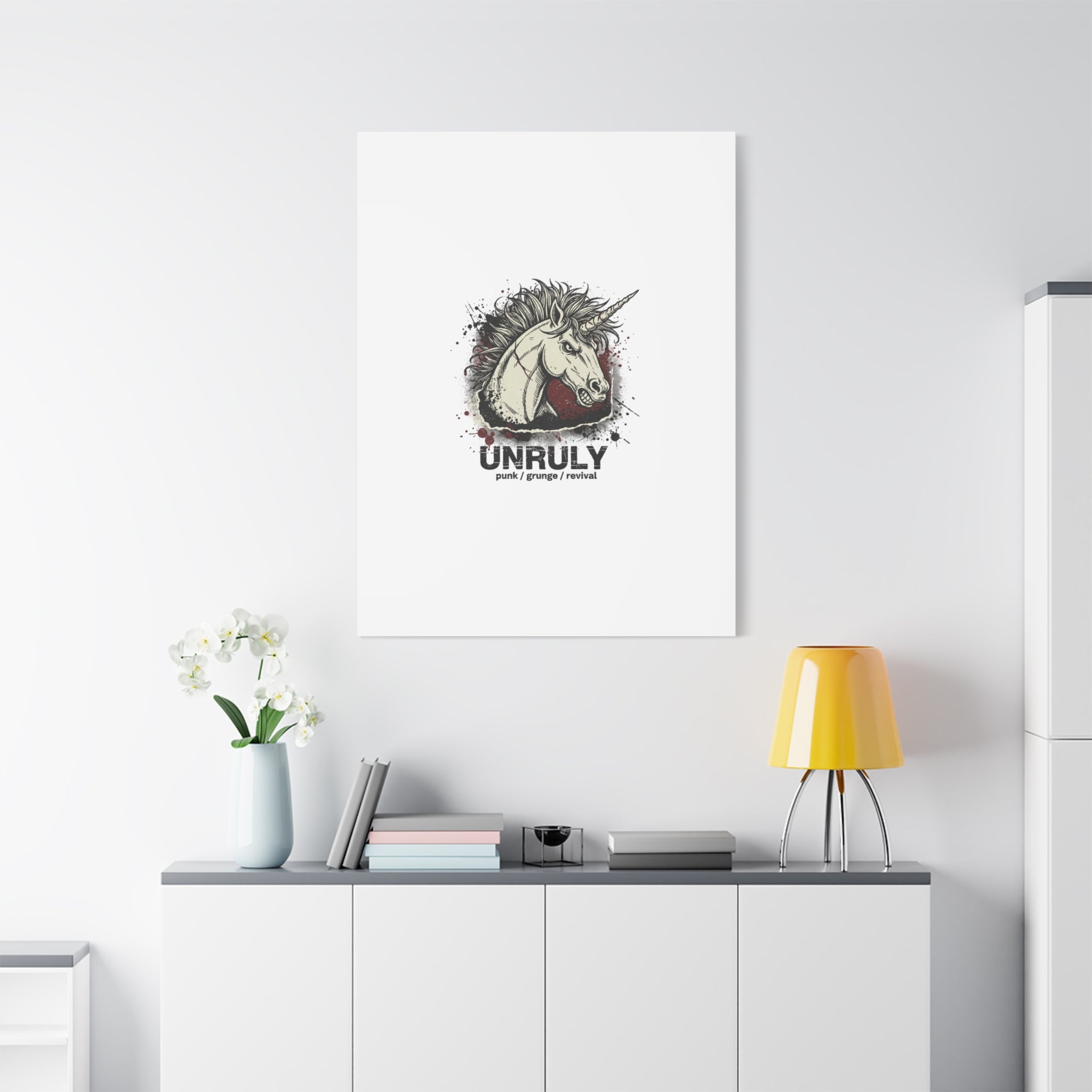 Unruly Punk Grunge Unicorn Canvas | Plaid Revival, 90s Rock Aesthetic