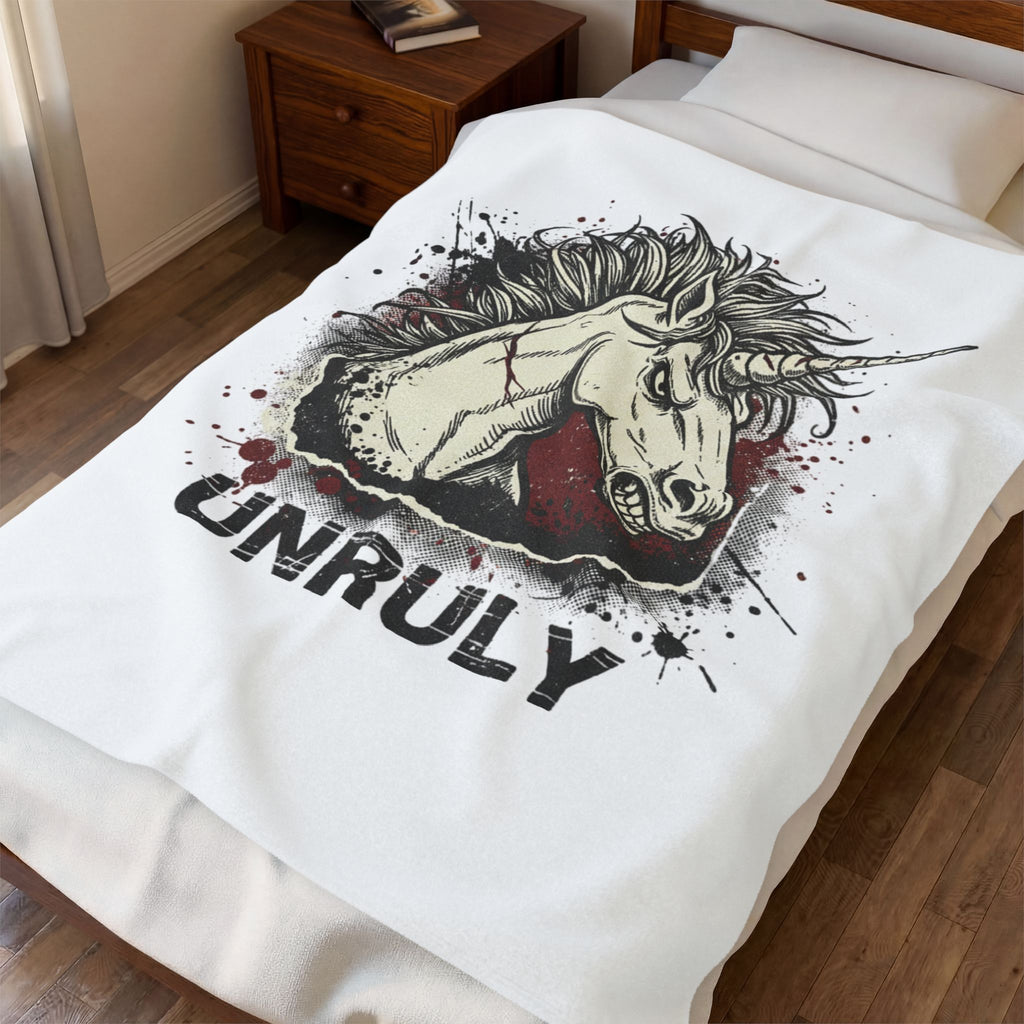 Unruly Punk Unicorn Velvet Plush Blanket | grunge revival, plaid comeback