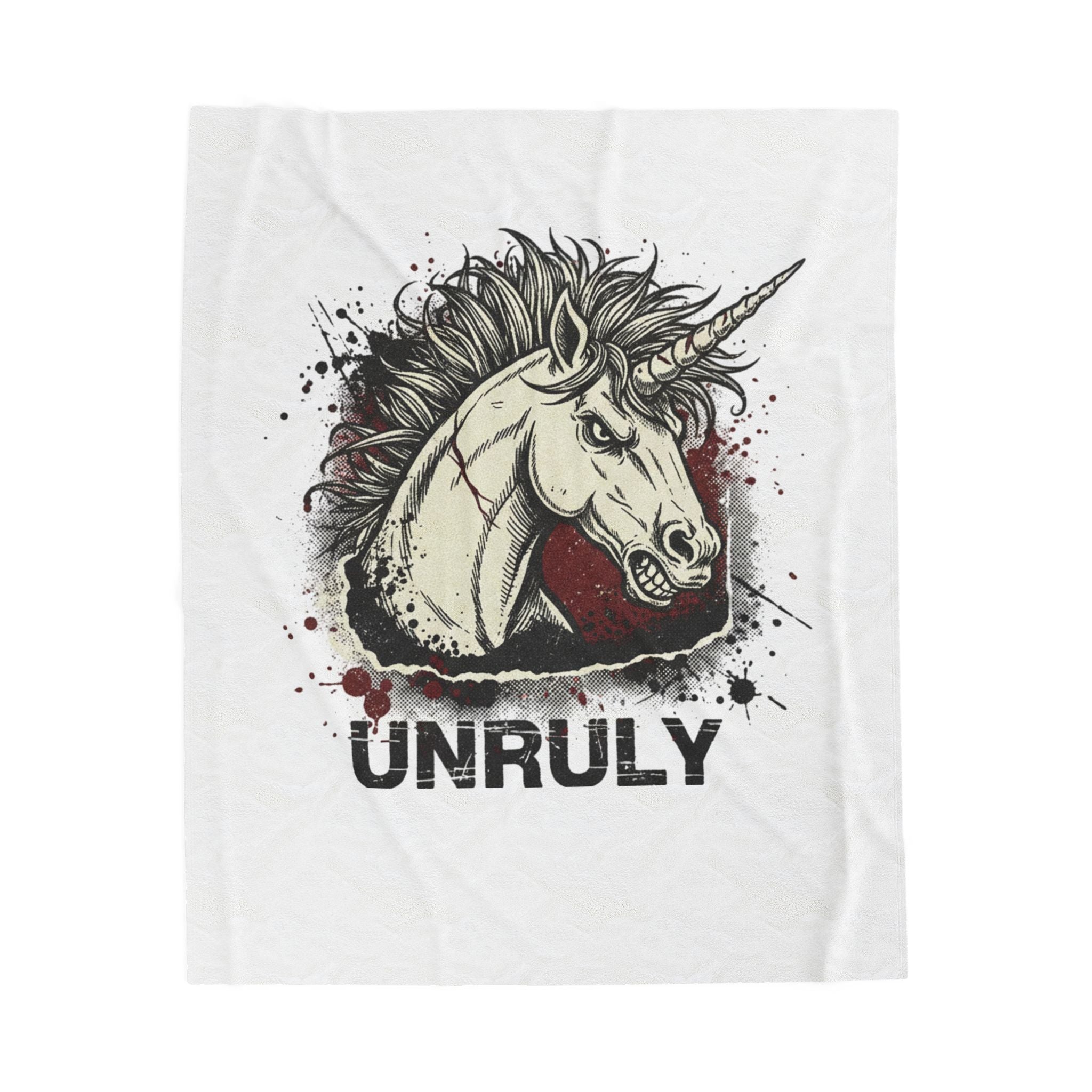 Unruly Punk Unicorn Velvet Plush Blanket | grunge revival, plaid comeback