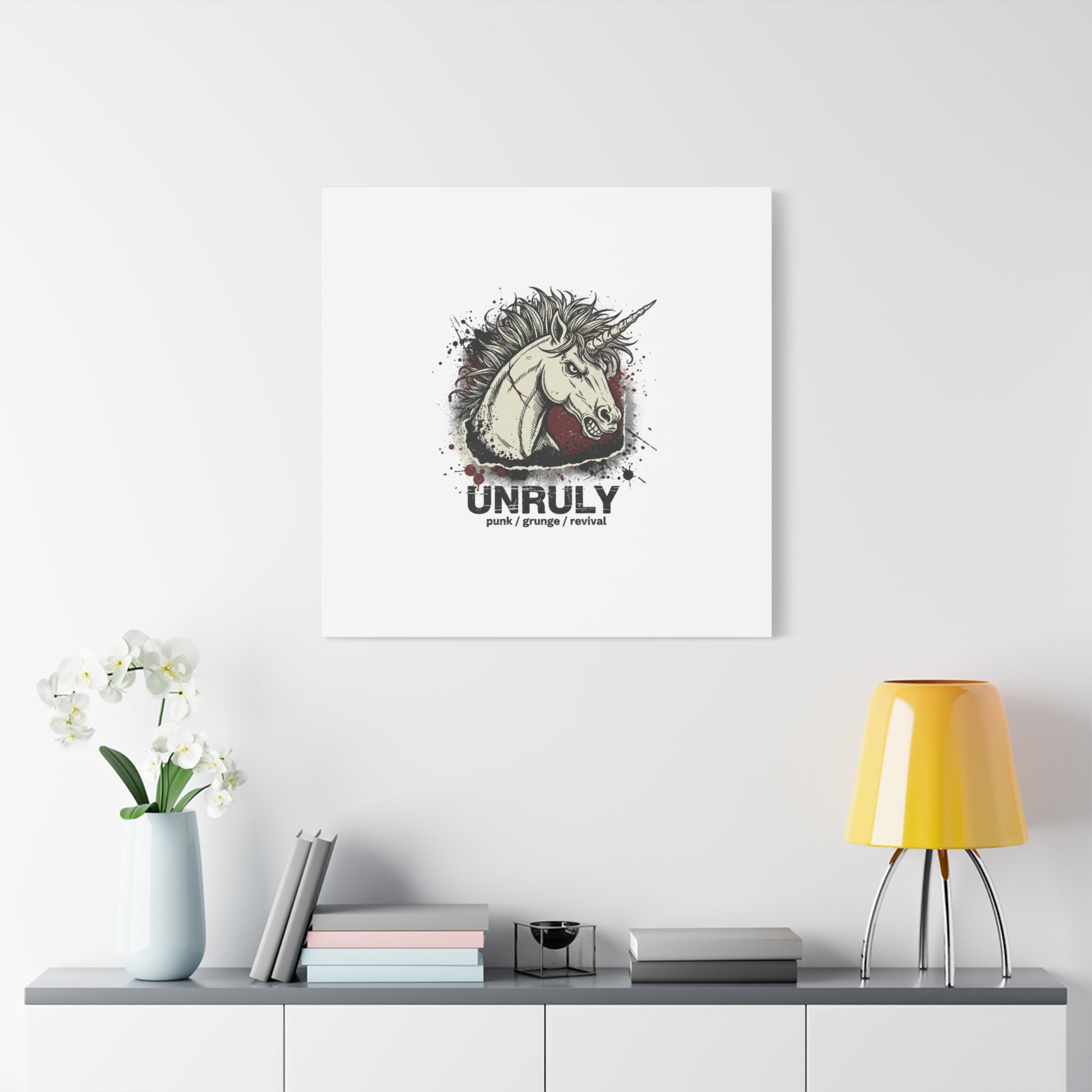 Unruly Punk Grunge Unicorn Canvas | Plaid Revival, 90s Rock Aesthetic