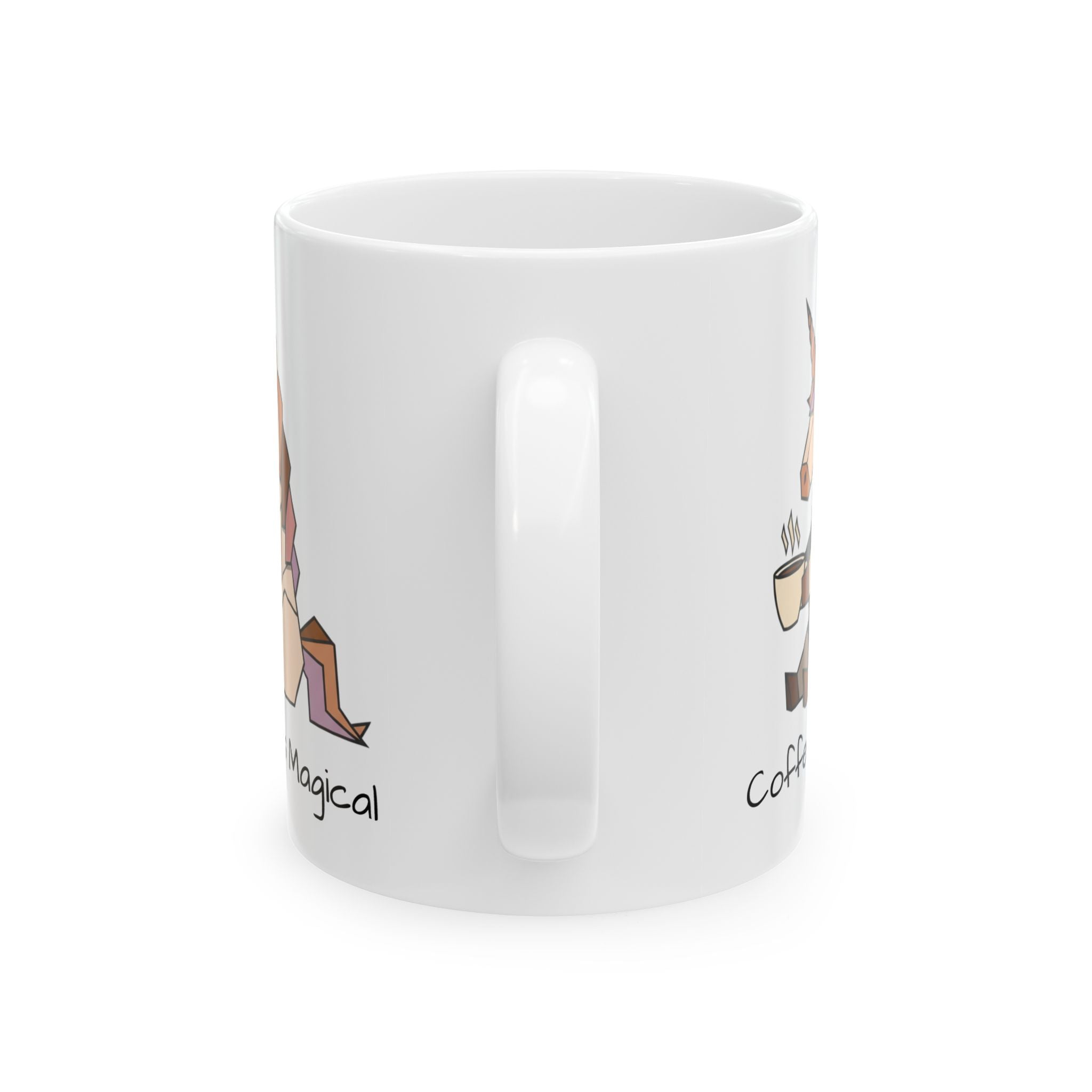 Coffee & Chill Magical Unicorn Ceramic Mug — Unicorn with Coffee Illustration, 11oz/15oz