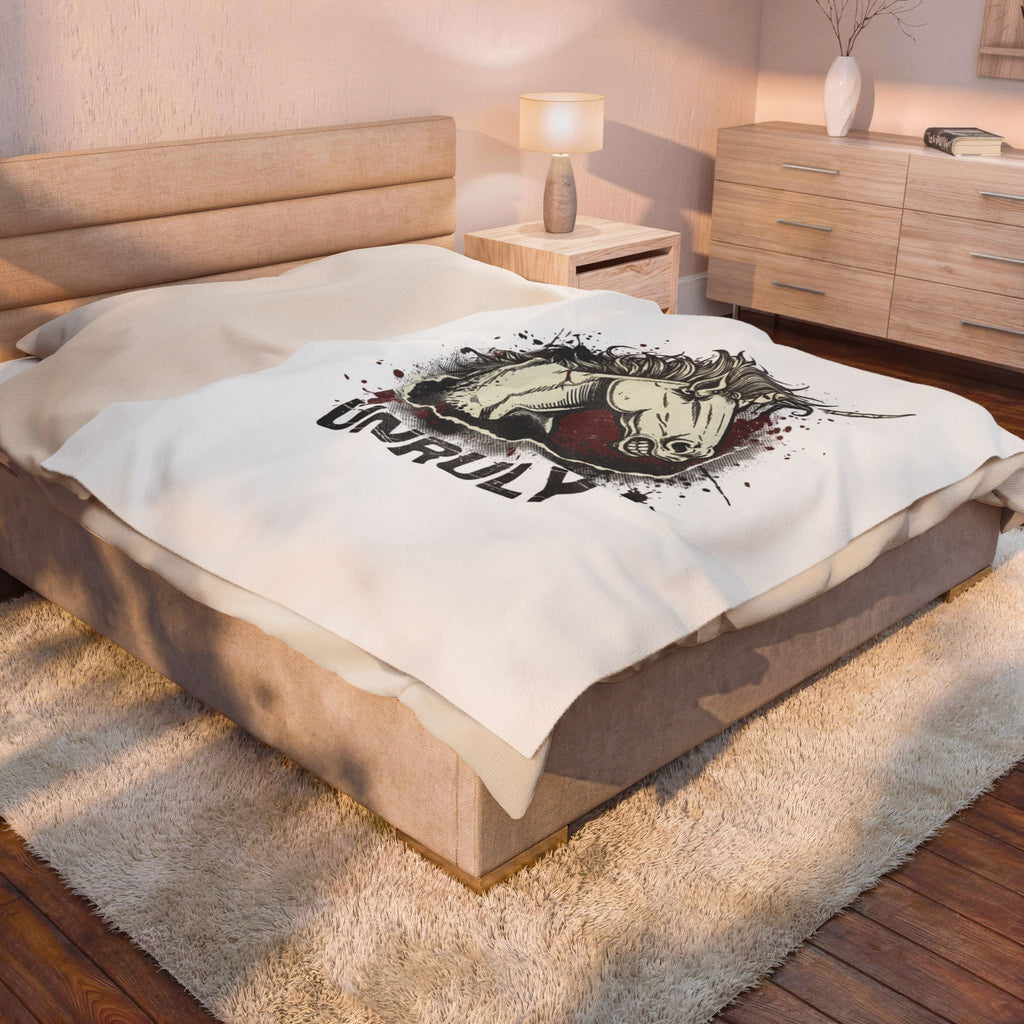 Unruly Punk Unicorn Velvet Plush Blanket | grunge revival, plaid comeback
