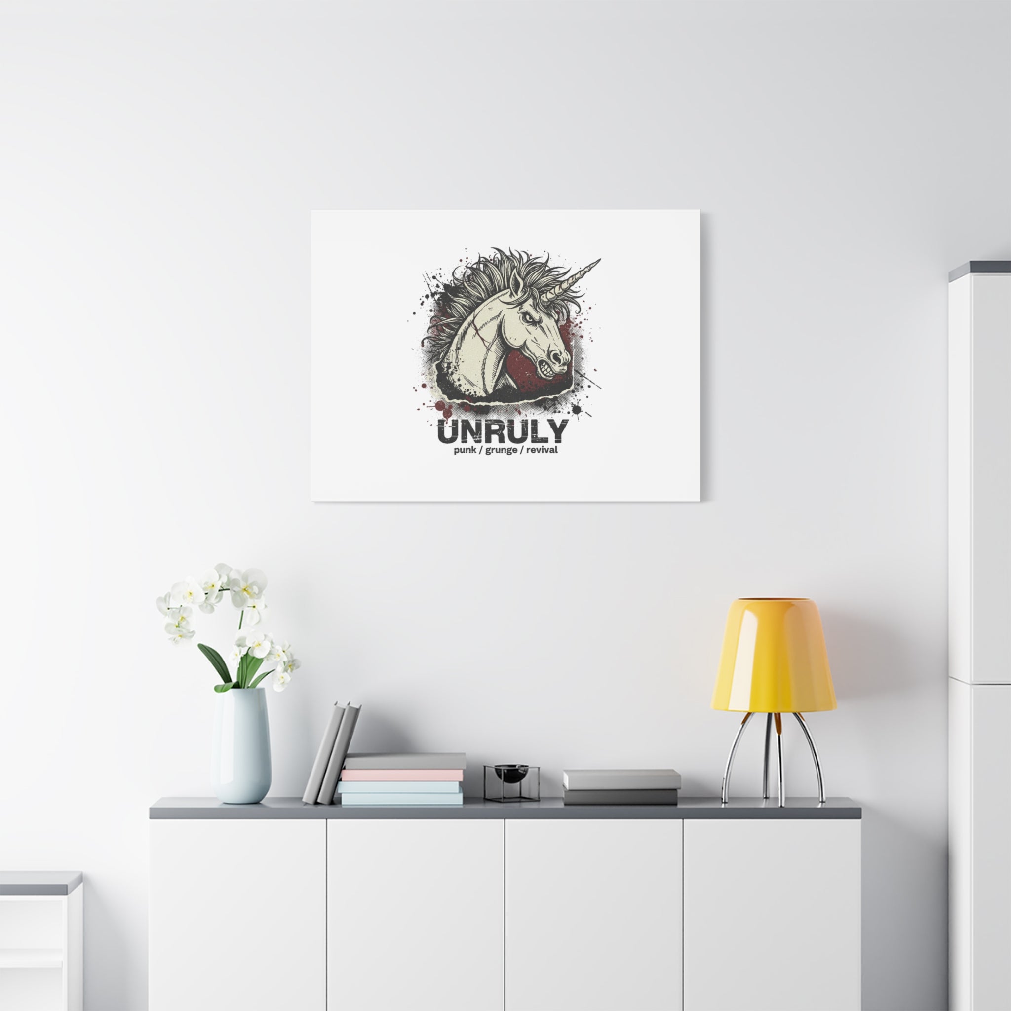 Unruly Punk Grunge Unicorn Canvas | Plaid Revival, 90s Rock Aesthetic