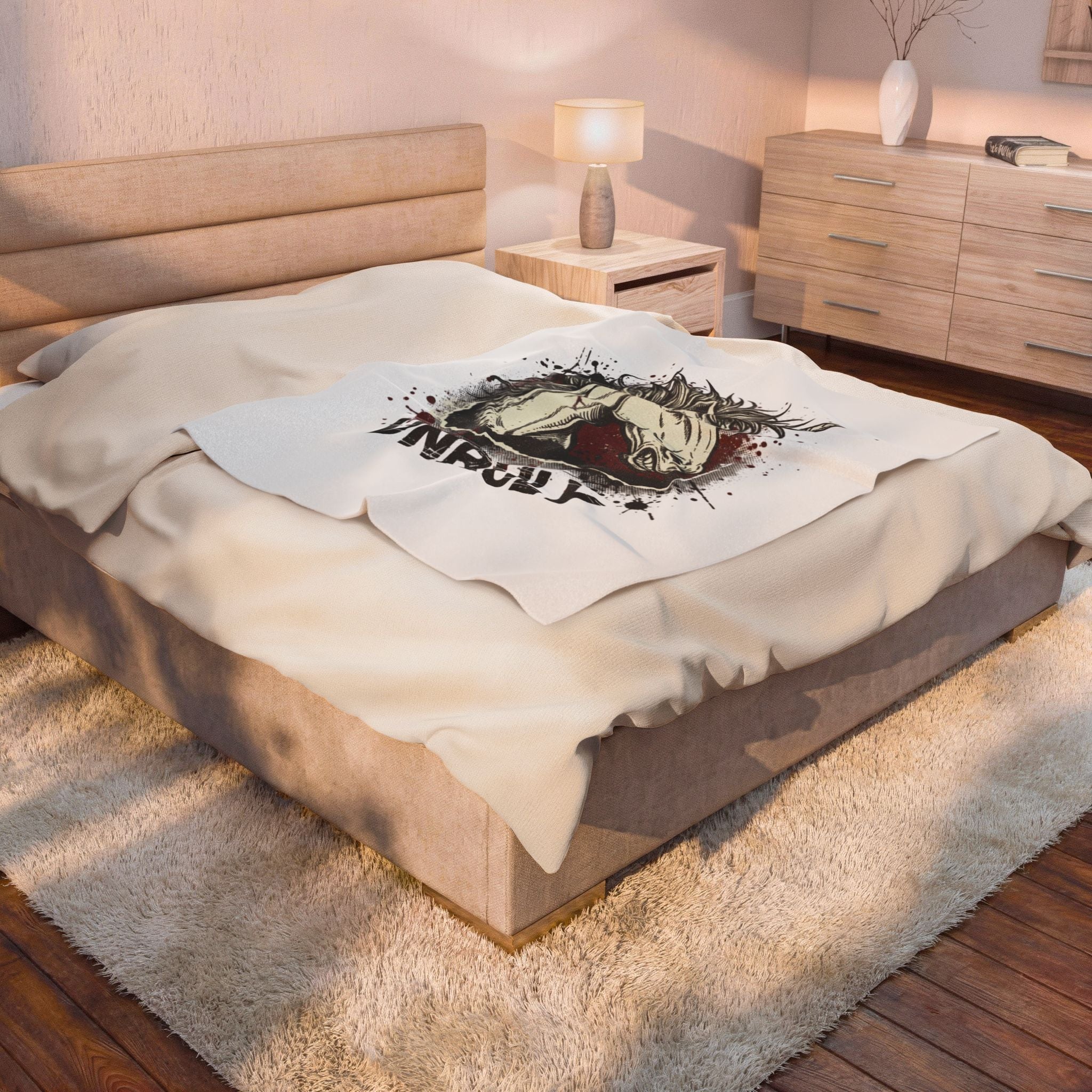 Unruly Punk Unicorn Velvet Plush Blanket | grunge revival, plaid comeback