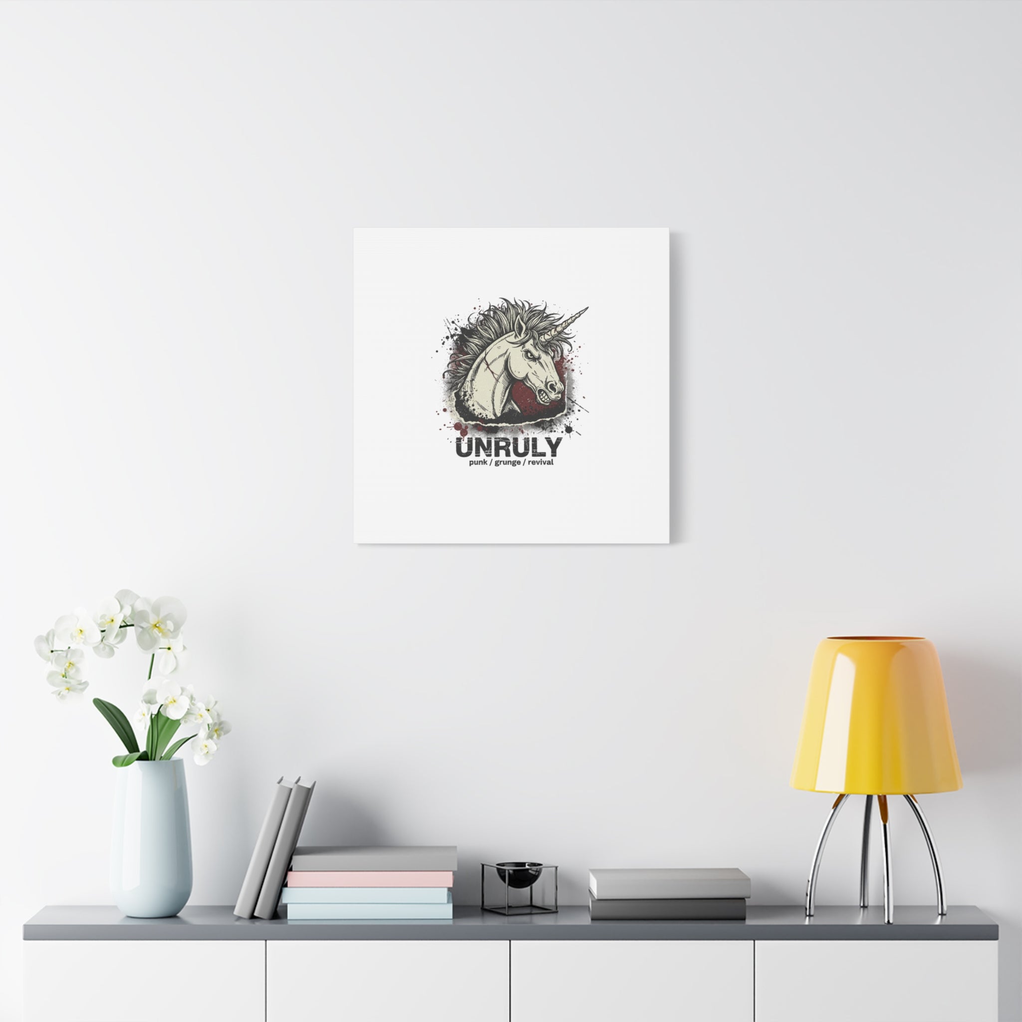 Unruly Punk Grunge Unicorn Canvas | Plaid Revival, 90s Rock Aesthetic