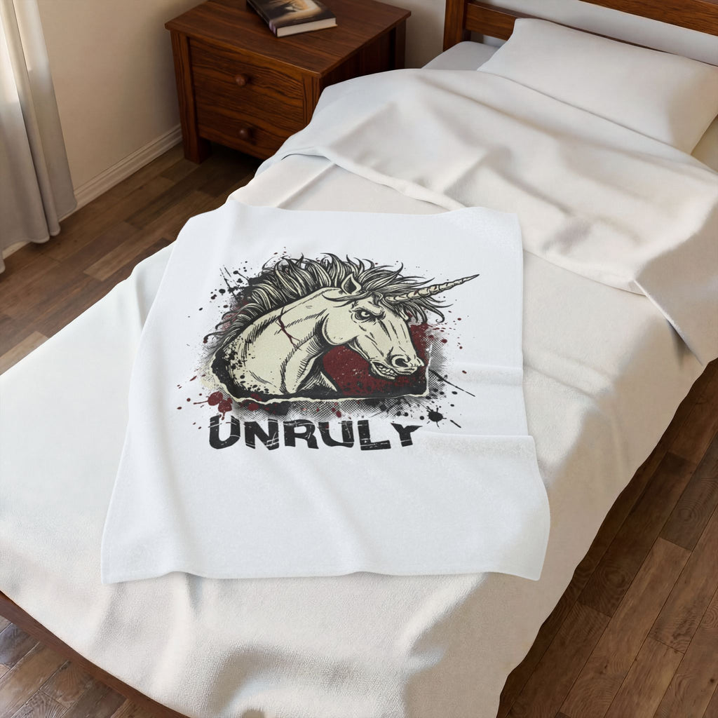 Unruly Punk Unicorn Velvet Plush Blanket | grunge revival, plaid comeback