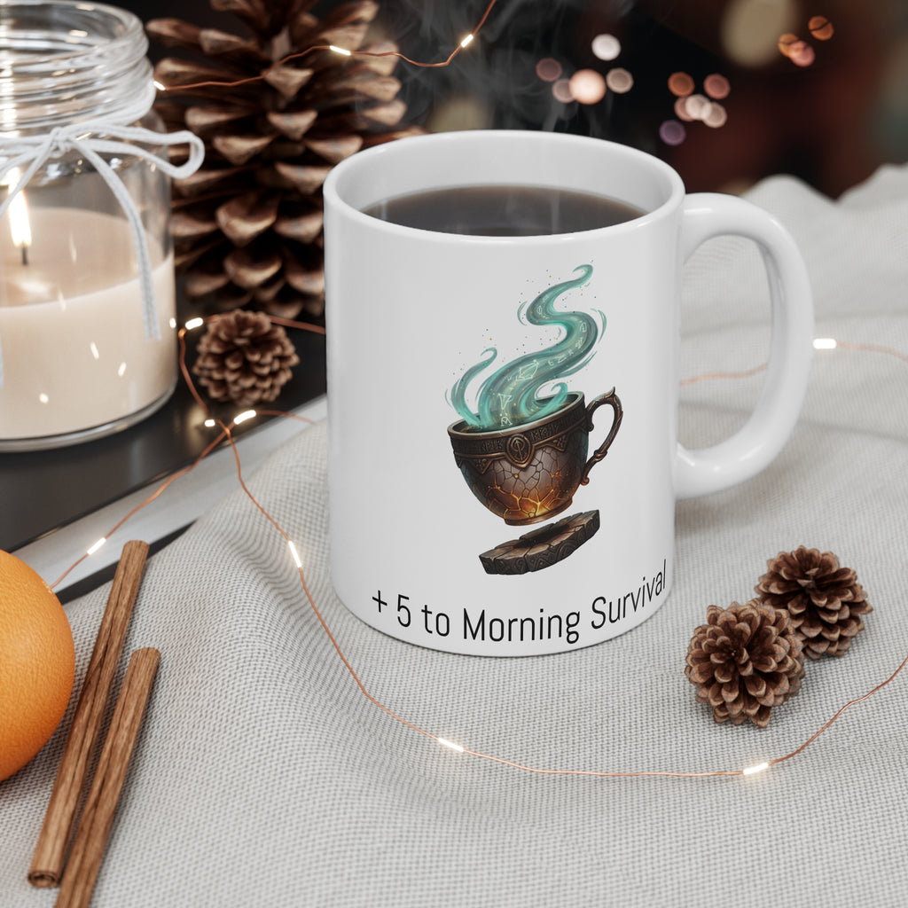 Coffee Mug — +5 to Morning Survival Fantasy Teacup Design