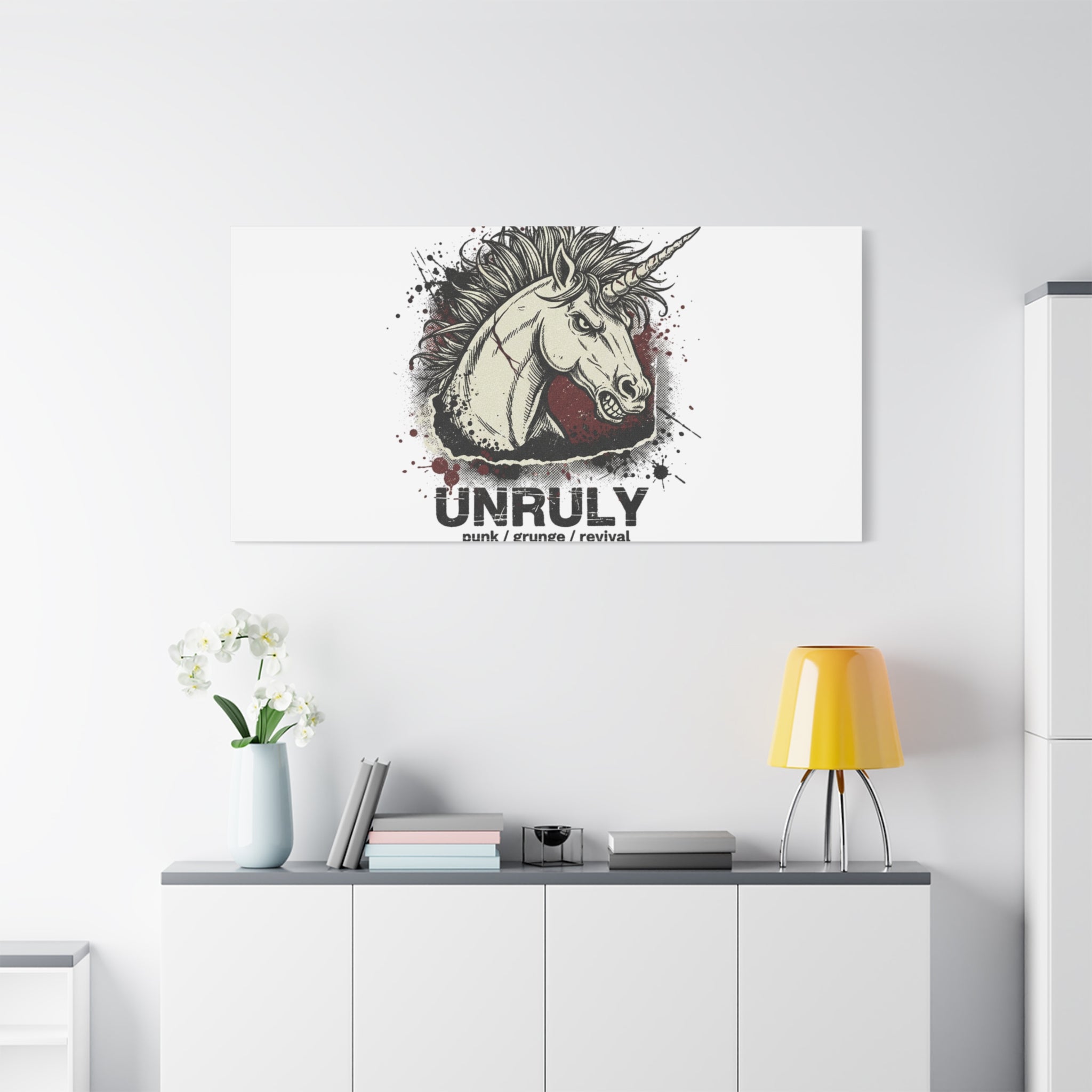 Unruly Punk Grunge Unicorn Canvas | Plaid Revival, 90s Rock Aesthetic