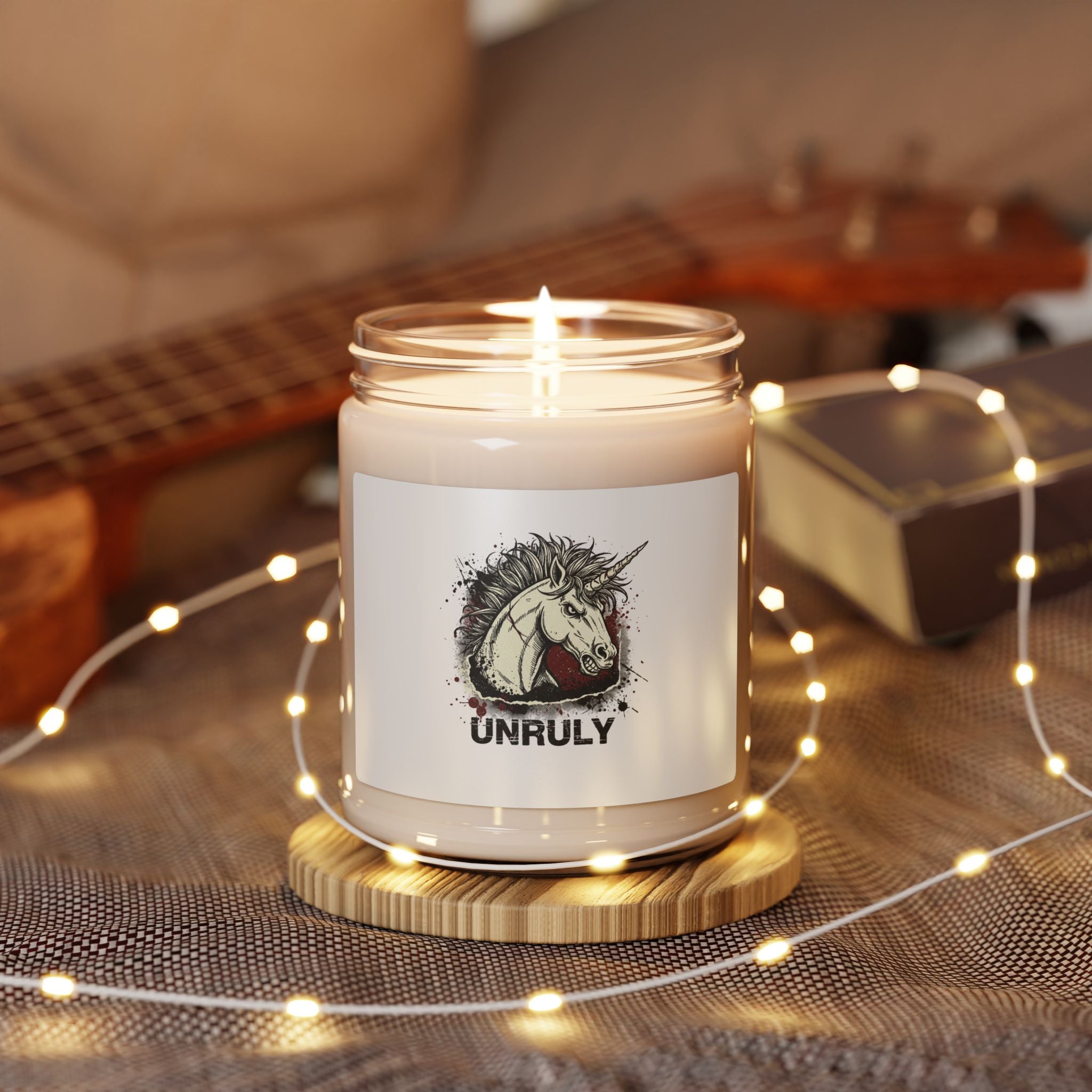 Unruly Unicorn Candle, Soy 9oz | Grunge Plaid Revival, 90s Rock Aesthetic