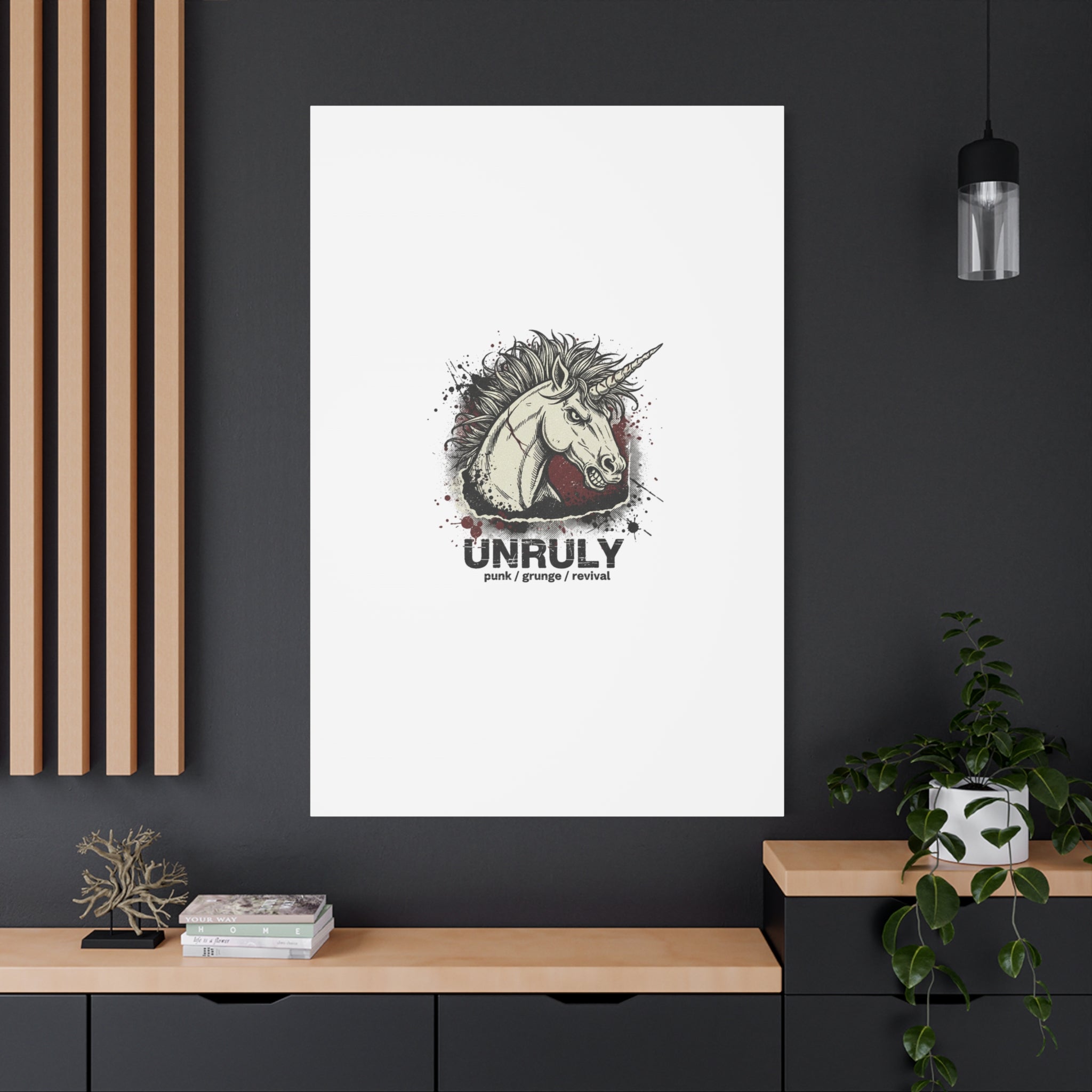 Unruly Punk Grunge Unicorn Canvas | Plaid Revival, 90s Rock Aesthetic