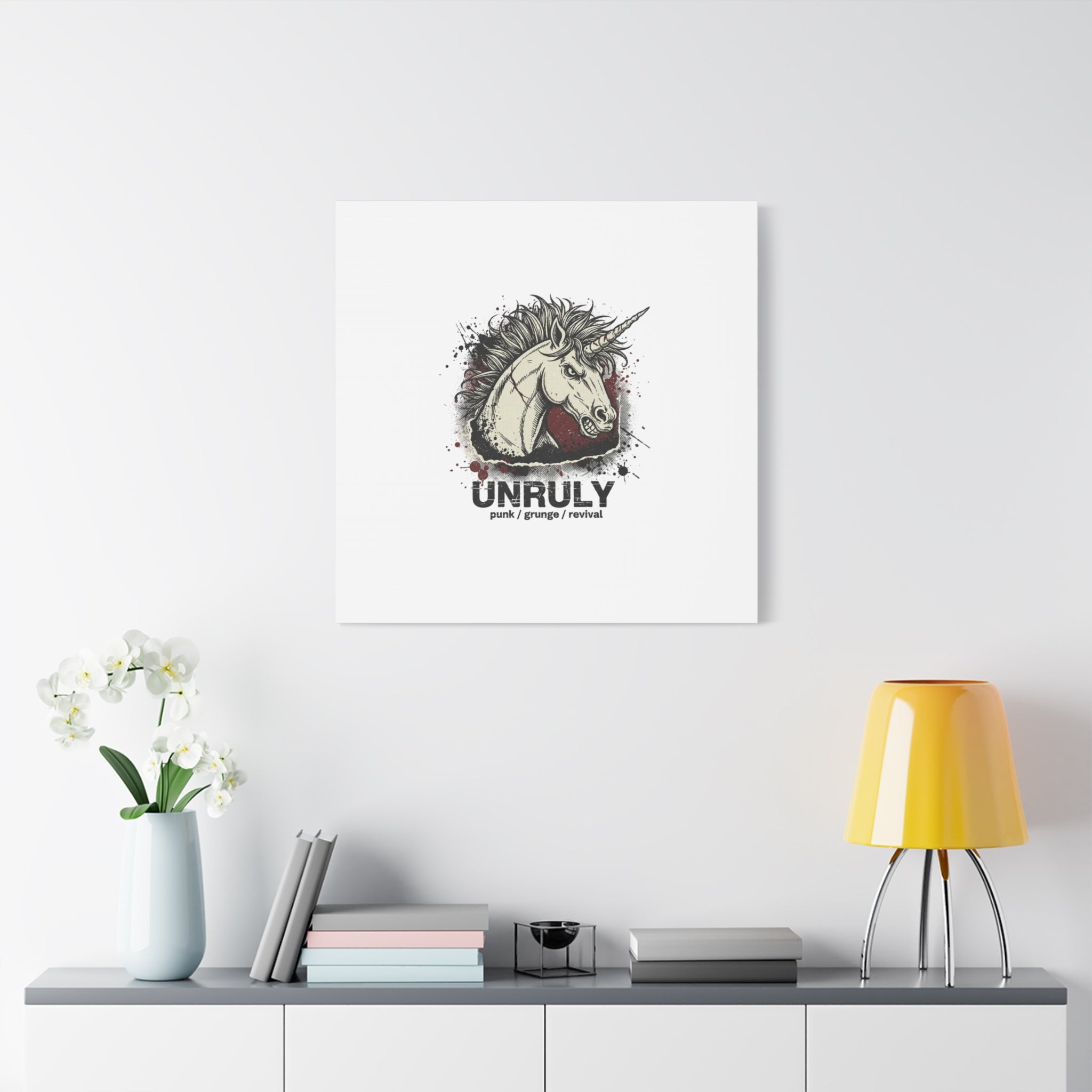 Unruly Punk Grunge Unicorn Canvas | Plaid Revival, 90s Rock Aesthetic