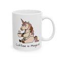 Coffee & Chill Magical Unicorn Ceramic Mug — Unicorn with Coffee Illustration, 11oz/15oz