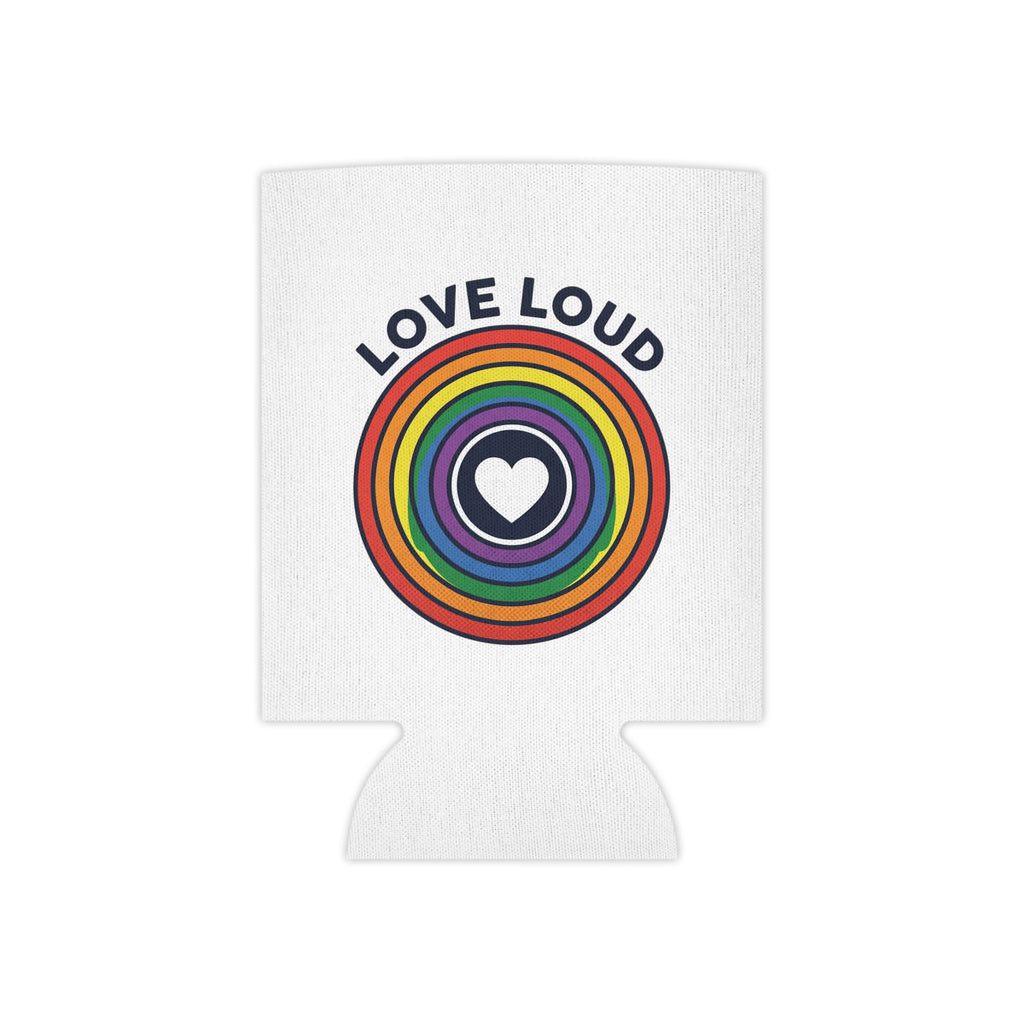 Can Cooler — "Love Loud" Rainbow Heart Pride Can Cooler (Insulated Drink Koozie)