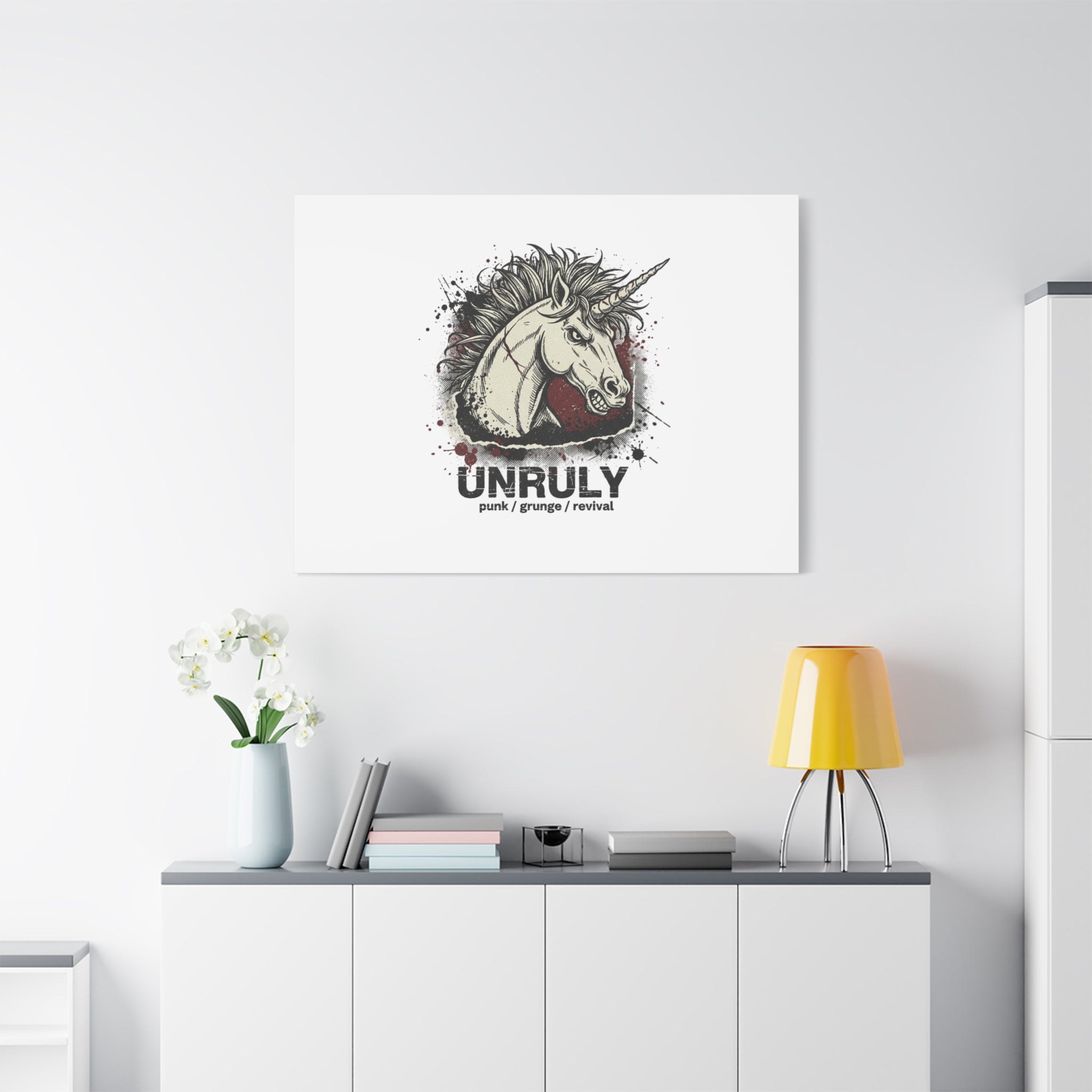 Unruly Punk Grunge Unicorn Canvas | Plaid Revival, 90s Rock Aesthetic