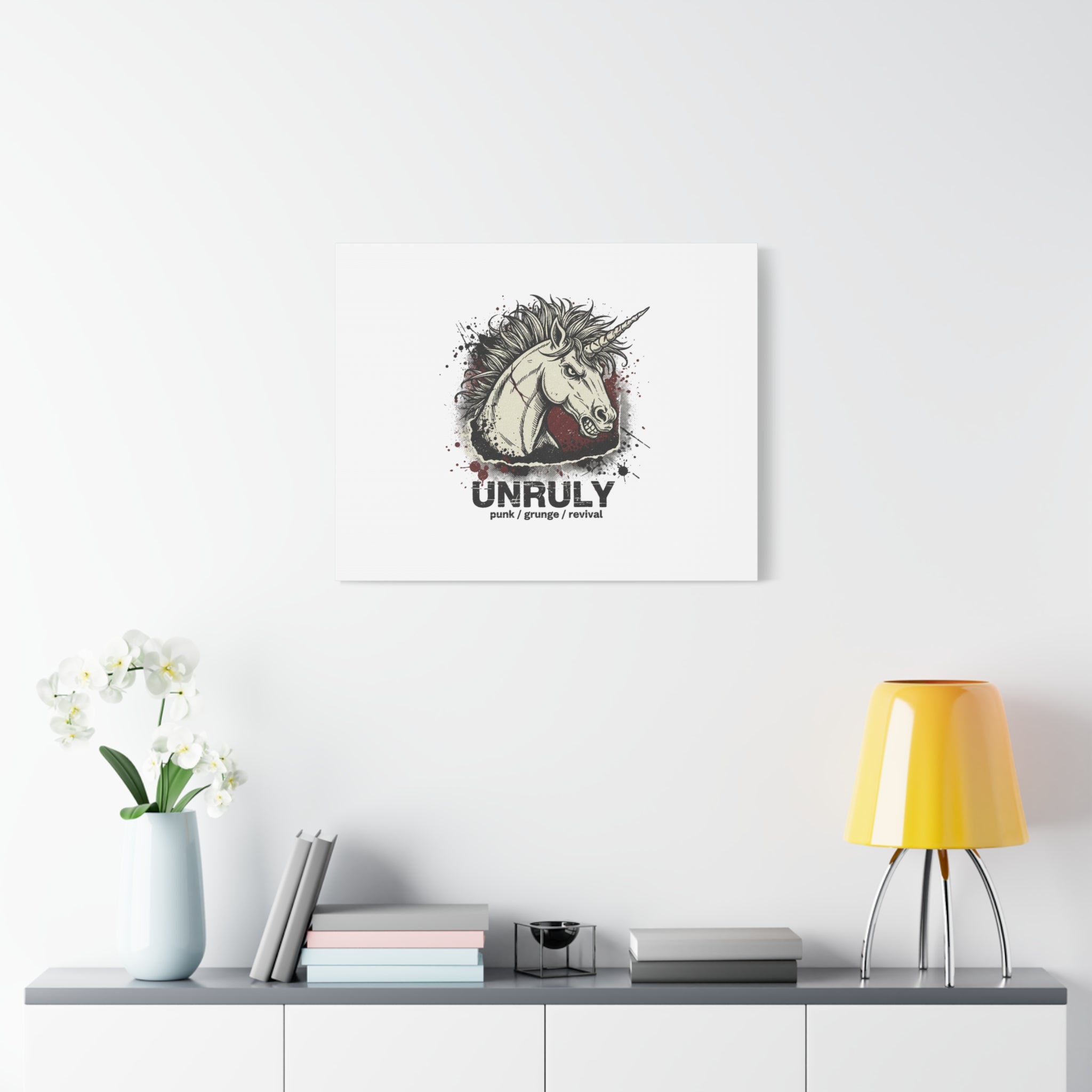 Unruly Punk Grunge Unicorn Canvas | Plaid Revival, 90s Rock Aesthetic